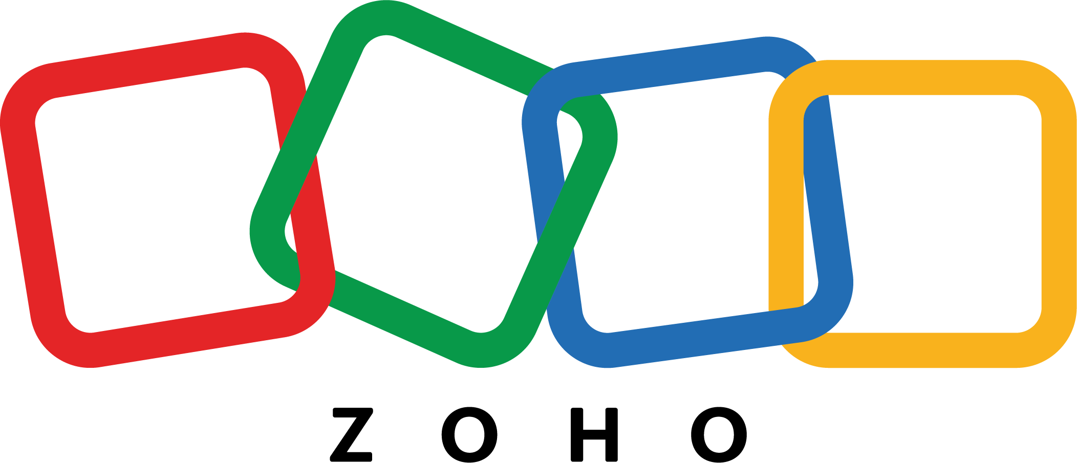 Zoho Logo 4 squares hooked to each other, red, green, blue and yellow