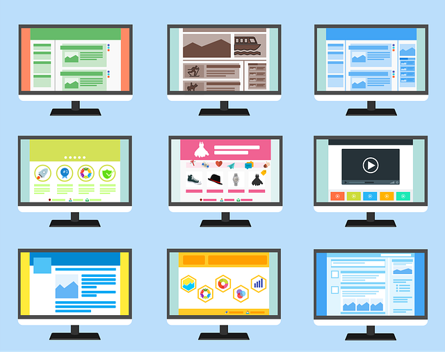 9 screens showing 9 different website designs